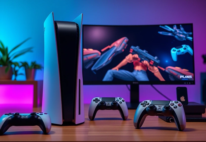 Representação visual de Ofertas para quem joga: PlayStation 5, cadeira gamer, monitor e mais itens em promoção
