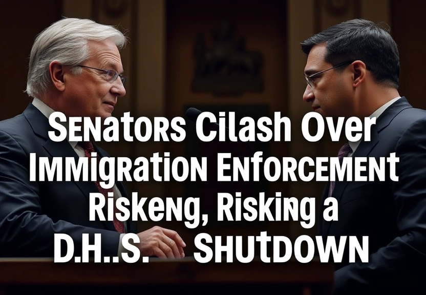 Representação visual de Senators Clash Over Immigration Enforcement, Risking a D.H.S. Shutdown