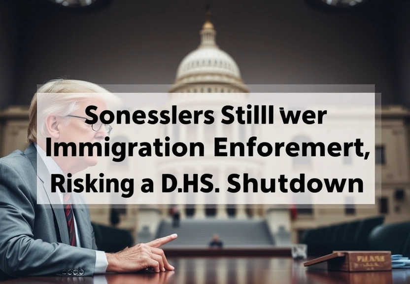 Representação visual de Senators Clash Over Immigration Enforcement, Risking a D.H.S. Shutdown
