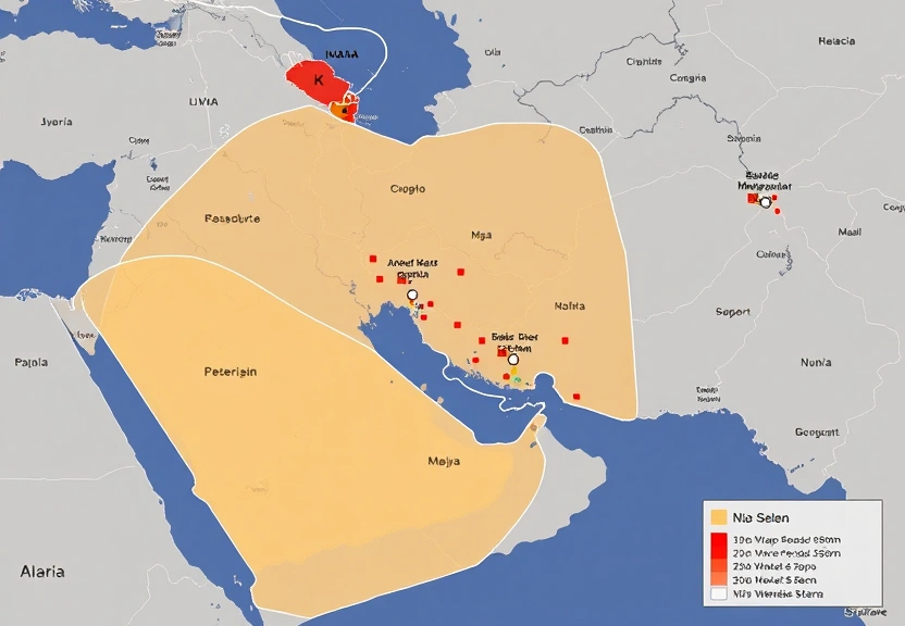 Representação visual de Maps: Where the U.S.-Led Strikes Hit Iran and Tehran’s Retaliation